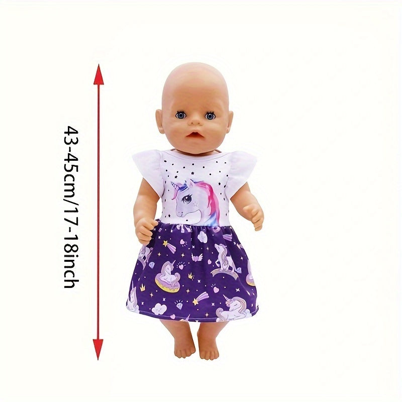 Unicorn Dress for 45 Youngsters Dolls Pink Purple Soft Fabric