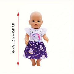 Unicorn Dress for 45 Youngsters Dolls Pink Purple Soft Fabric