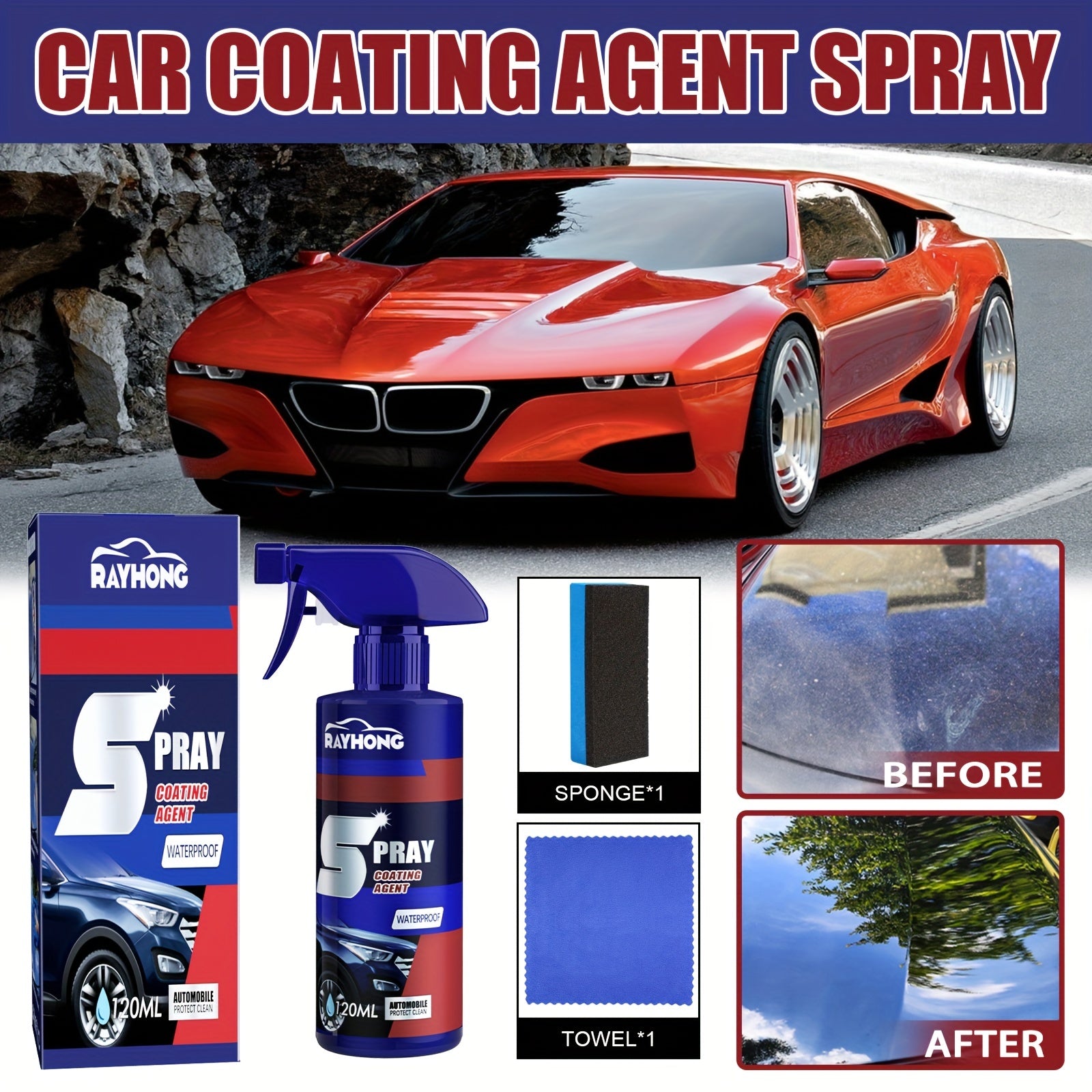 2 Bottles Car Coating Spray - Maintenance, Decontamination, Brightening