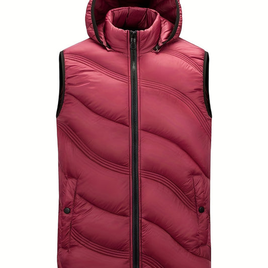 Men's Warm Hooded Vest Zip Up Casual Fall Winter