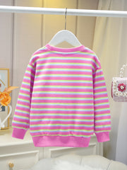 Girls' Striped Crew Neck Sweatshirt Pullovers for Casual Outfit