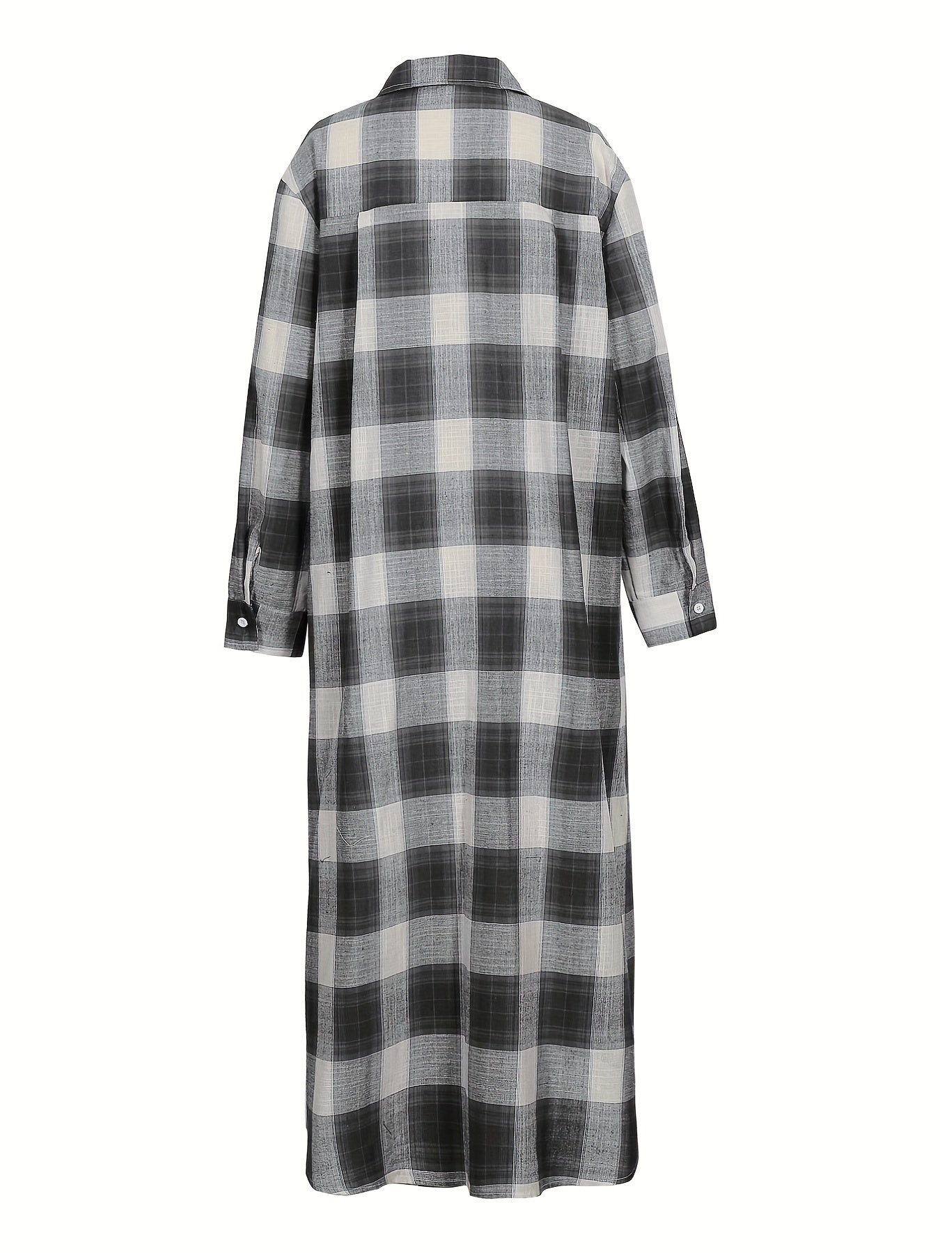 Gingham Print Polo Neck Shirt Dress