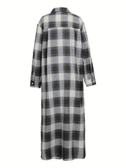 Gingham Print Polo Neck Shirt Dress