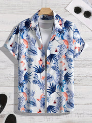 Flower And Leaf Pattern Men's Hawaiian Shirt