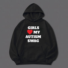 AUTISM SWAG Hoodie For Men Comfy Drawstring Hooded Pullover