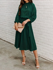 Ruched Long Sleeve Party Midi Dress Women's Clothing