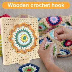 Crochet Blocking Board w/ 20 Steel Rod Wooden Knitting Stand
