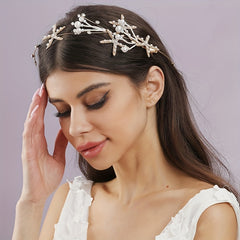 Faux Pearl Starfish Headband Bridal Hairband Set