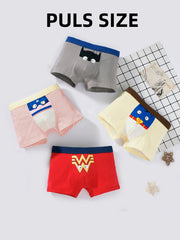 4pcs Boy's Boxer Briefs Cartoon Hero Print Underwear Kids Clothes