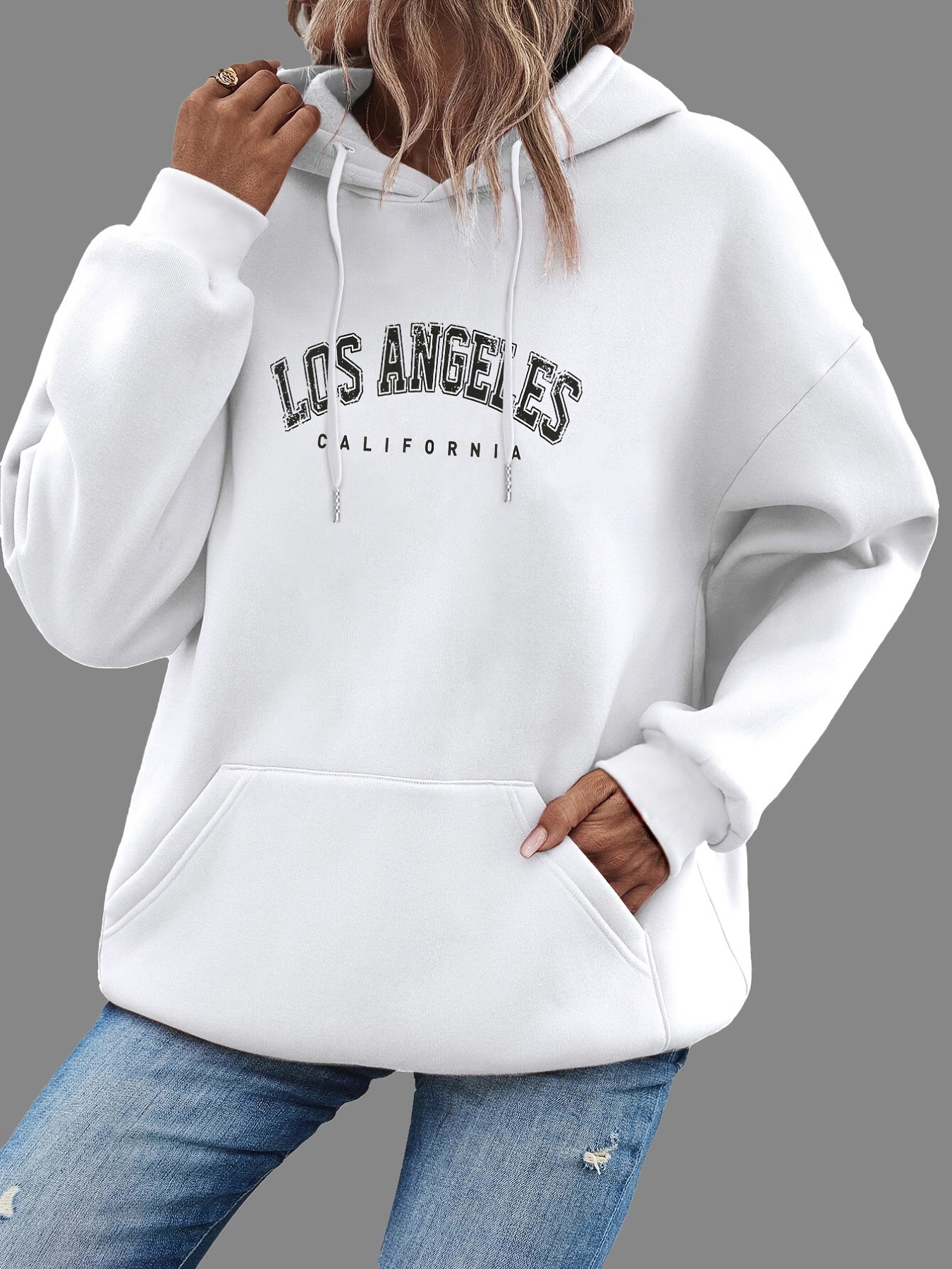 LA Kangaroo Pocket Hoodie Long Sleeve Sweatshirt