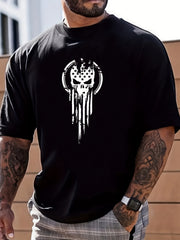 Skull Letter Print Men's Graphic Crew Neck T shirt