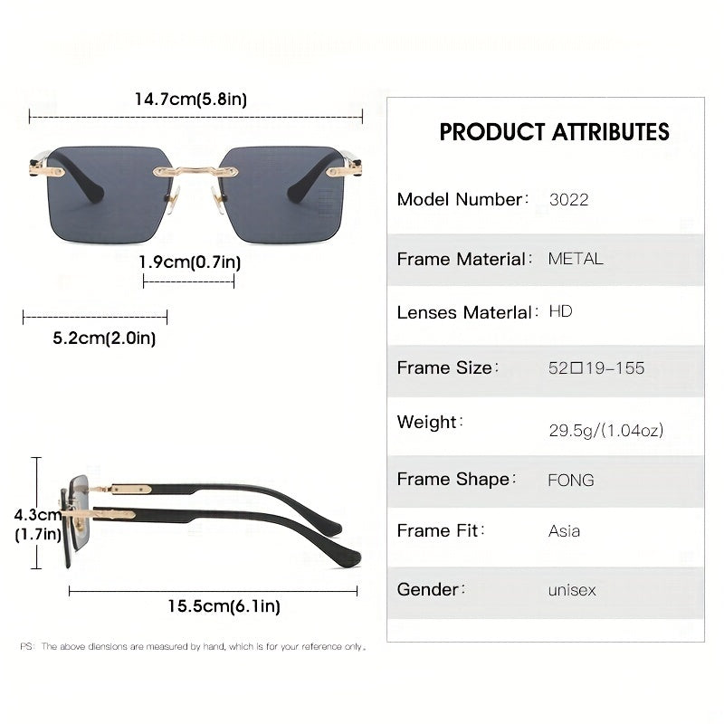 Men's Rimless Sunglasses UV Protection for Sports