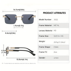 Men's Rimless Sunglasses UV Protection for Sports