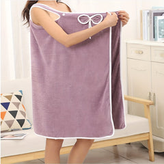 Soft Coral Velvet Shower Skirt Absorbent Bath Towel