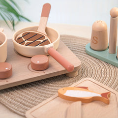 Wooden Playhouse Toy Set Kids' Cooking Kit Boys and Girls 3+ Back to School Gift