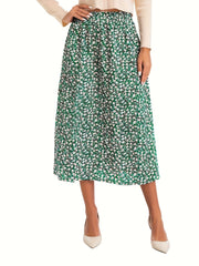 Boho Floral High Waist Split A Line Skirt