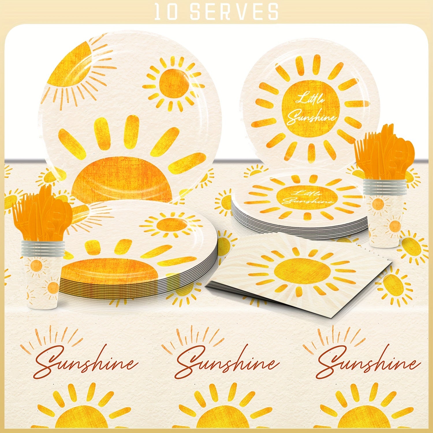 Boho Sun Theme Party Decorations Disposable Tableware Set