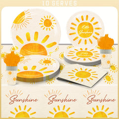 Boho Sun Theme Party Decorations Disposable Tableware Set
