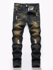 Boys Distressed Stretch Jeans Skinny Slim Fit Washed Denim Pants