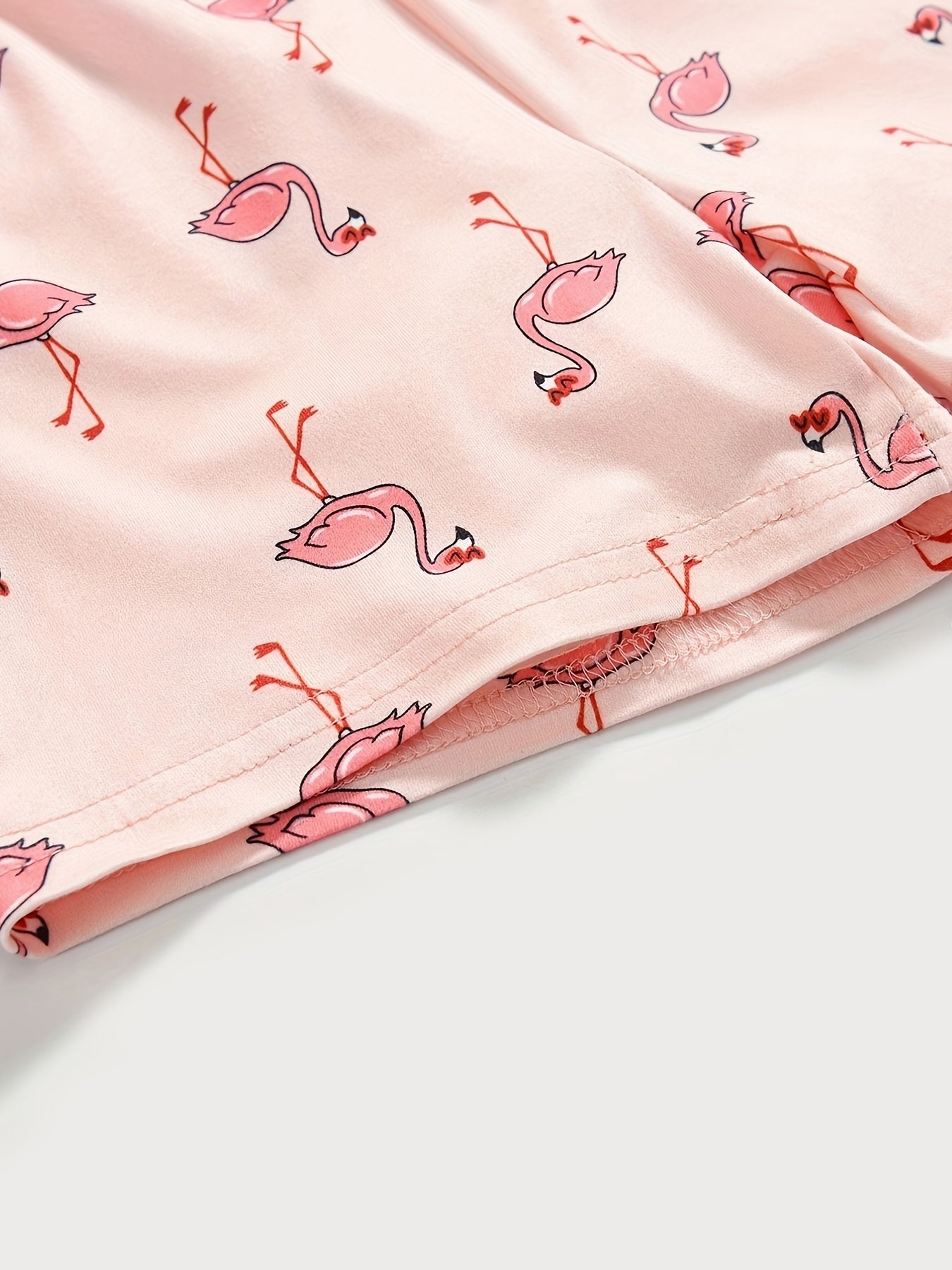 2pcs Toddler Girls Flamingo T shirt & Shorts Set Loungewear Pajamas Suit