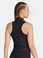 Sleeveless Sports Tank Top High Stretch Zip-Up Summer Top