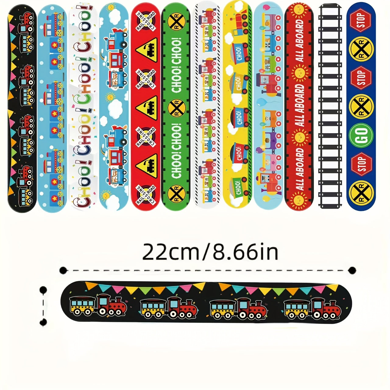 12pcs Train Themed Party Favors PVC Stickers Colorful Railroad Designs