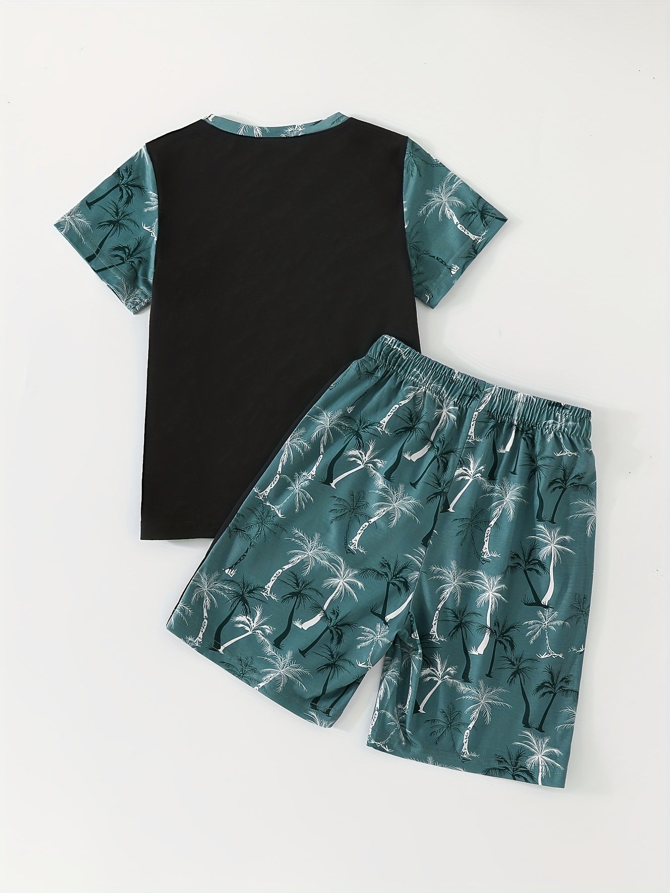 Boy & Mama Trees Print Casual Outfit T shirt & Shorts Kids Summer Set