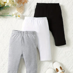 3pcs Toddler Girls Stretch Leggings Elastic Waist Cotton Shorts