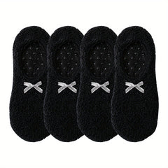 4 Pairs Fuzzy Short Socks Variety, Comfortable Anti Slip Ankle Socks Women's Sto