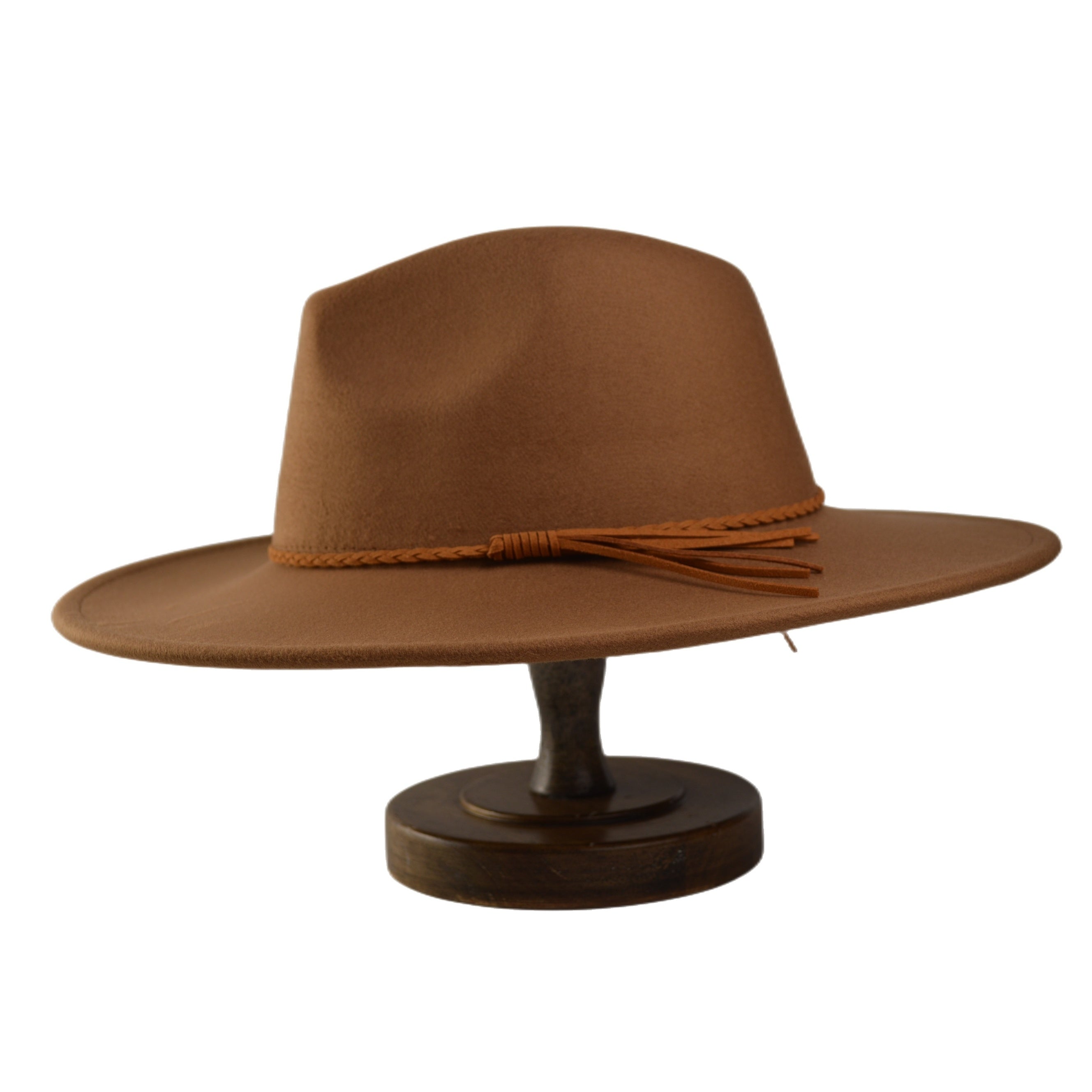 Western Mens Tweed Cowboy Hat Metal Buckle Autumn Winter Wool Retro Knight