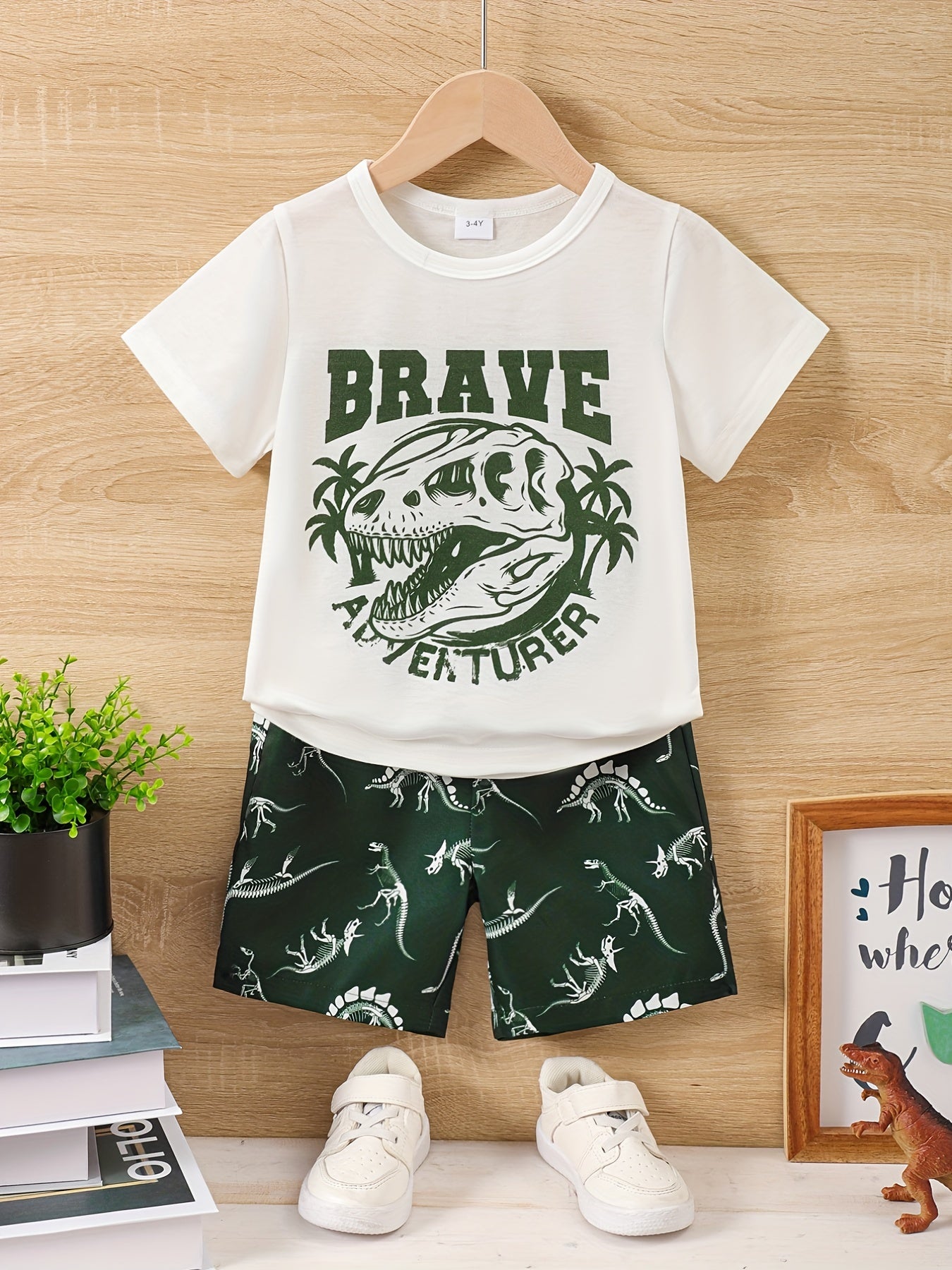 2pcs Toddler Boys Dinosaur T-Shirts & Shorts Set Summer Clothes