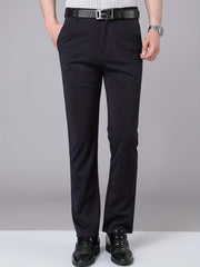 Men's Stretch Dress Pants Solid Color Semi-formal Business Trousers