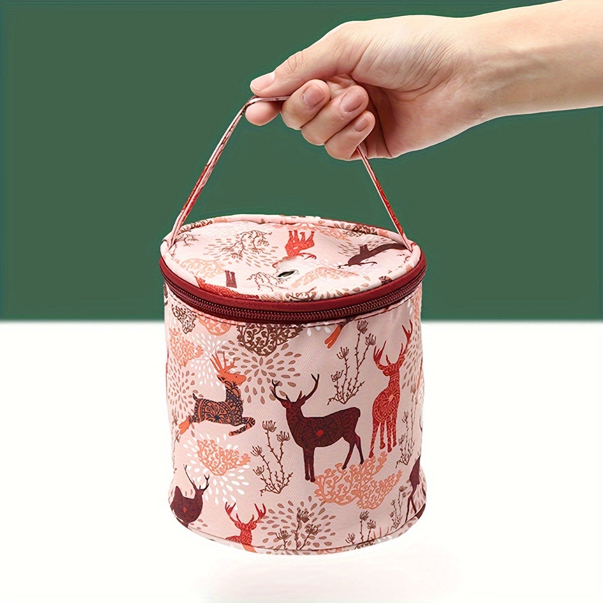 Wool Yarn Storage Bag Decorative Printed Cylindrical Knitting Yarn Storage