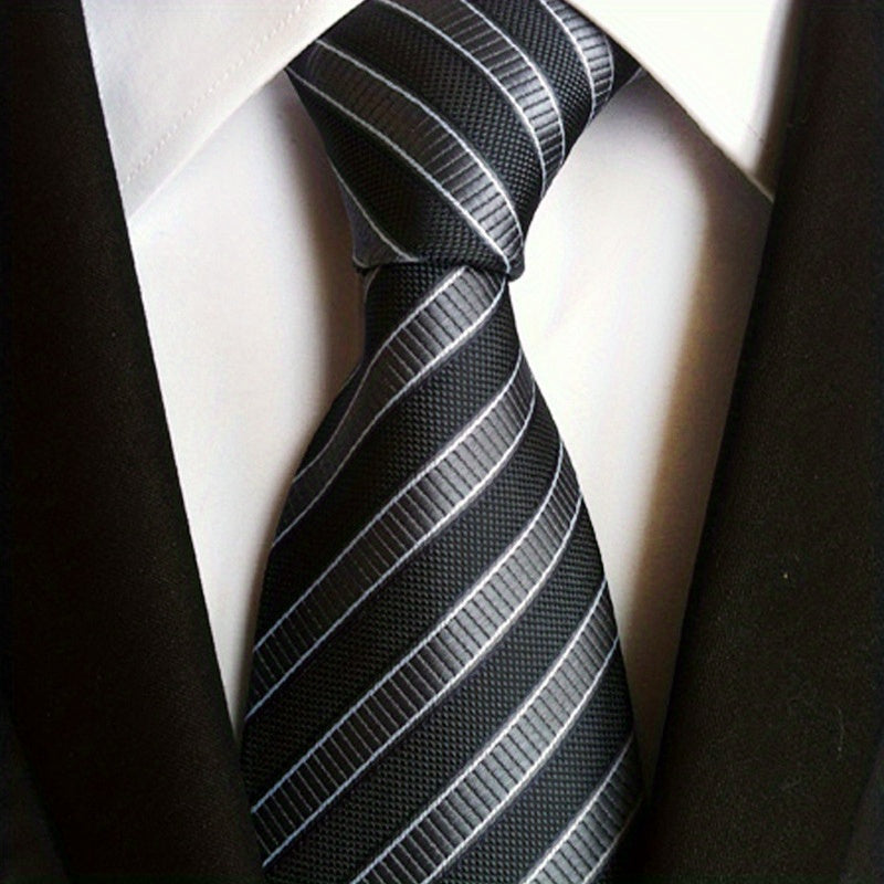 Striped Poly Necktie Business Wedding Tie For Men