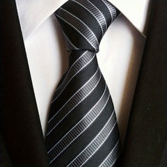 Striped Poly Necktie Business Wedding Tie For Men