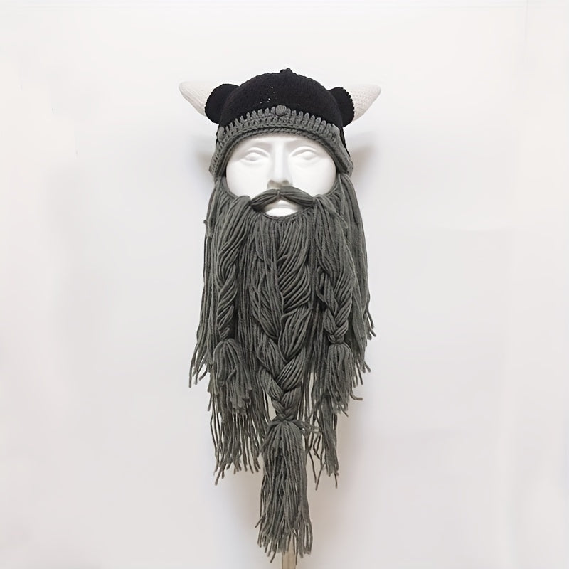 Funny Knitted Beard Hat for Halloween Christmas