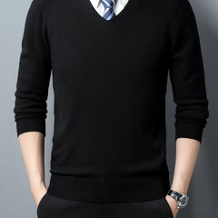 Men's Warm Winter V Neck Slim Knitted Pullover Sweater