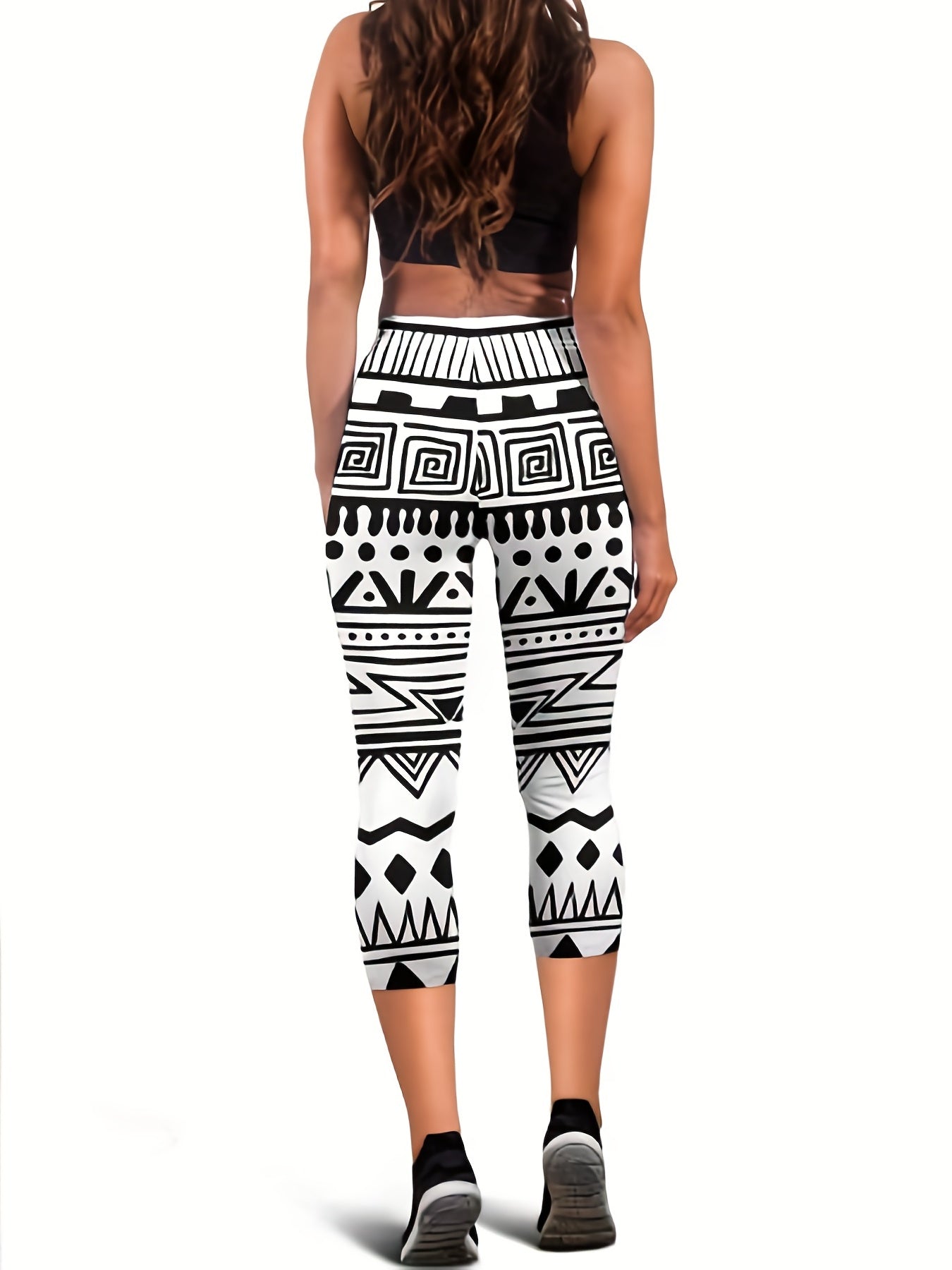 Geometric Print Skinny Capris Leggings for Women
