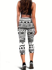 Geometric Print Skinny Capris Leggings for Women