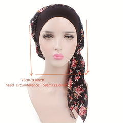 Flower Print Head Wraps Elastic Turban Bonnet Lightweight Head Wraps