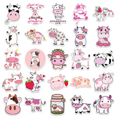 Pink Cartoon Cow Doodle Sticker 50 100pcs