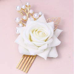 Rose Flower Hair Combs Bridal Tiaras Floral Headpiece Wedding Bride Accessories