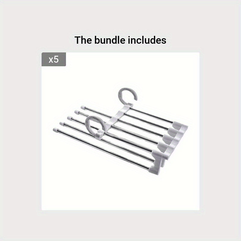 5 In 1 Magic Trouser Rack Hangers Stainless Steel Folding Pant Rack Tie Hanger