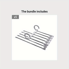 5 In 1 Magic Trouser Rack Hangers Stainless Steel Folding Pant Rack Tie Hanger