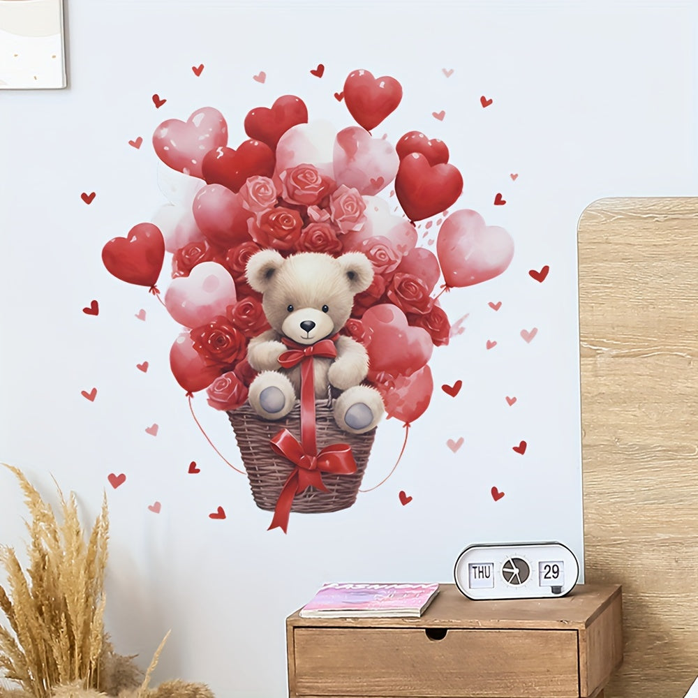 Rose Love Balloon Bear Wall Stickers Romantic Decor