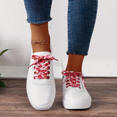 Women's Letter Print Sneakers Casual Lace Up Outdoor Shoes