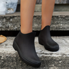 Women's Waterproof Rain Boots Comfortable Solid Medi