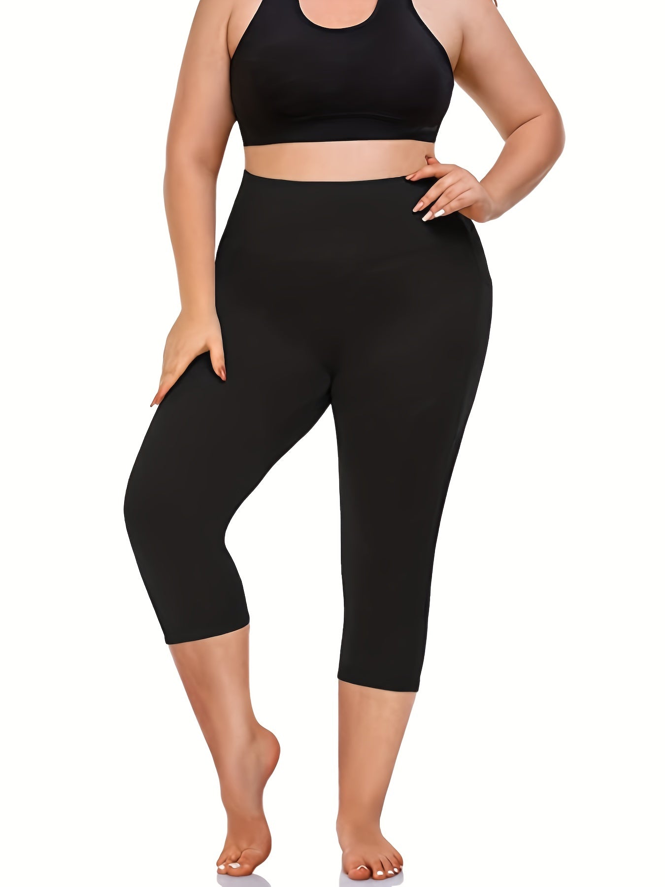 Sports Leggings Women's Plus Plain Pipping Fitness Leggings