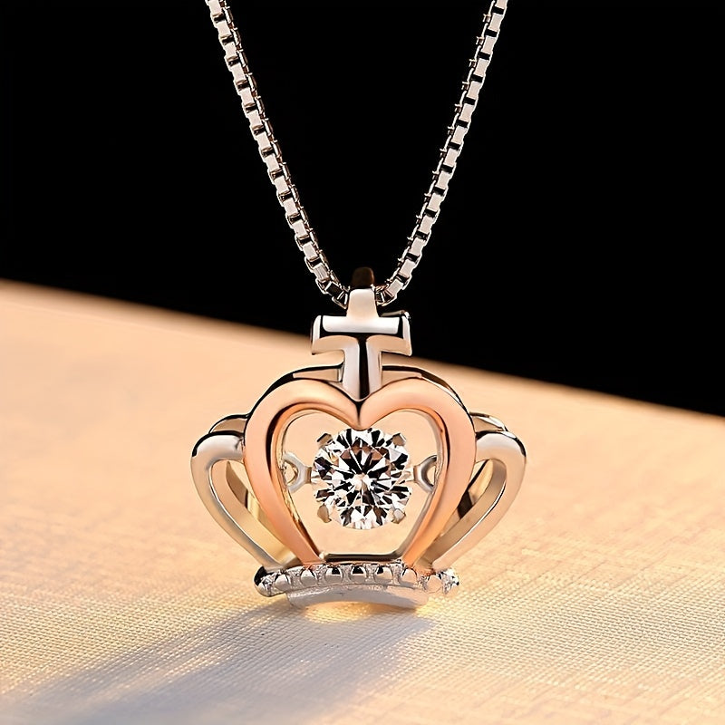 Rhinestone Crown Pendant Necklace for Sister