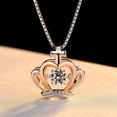 Rhinestone Crown Pendant Necklace for Sister